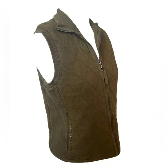 Two Dog Island quilted zip vest – olive/army green, cotton shell, size S - Picture 3 of 10